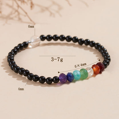 Buddha Stones Ultra-fine 4mm Black Tourmaline Colorful Stone Bracelet