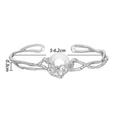 Buddha Stones 925 Sterling Silver Peace Buckle White Agate Protection Bracelet Bangle