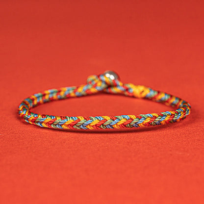 Buddha Stones 925 Sterling Silver Eight Thread Peace Knot Colorful Rope Luck Braided Bracelet