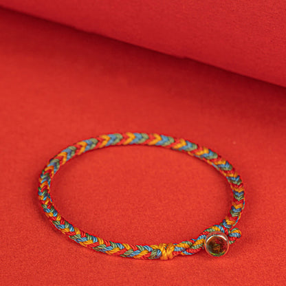 Buddha Stones 925 Sterling Silver Eight Thread Peace Knot Colorful Rope Luck Braided Bracelet