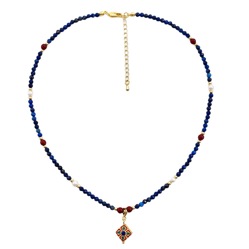 Buddha Stones Lazurite Pearl Positive Necklace Pendant