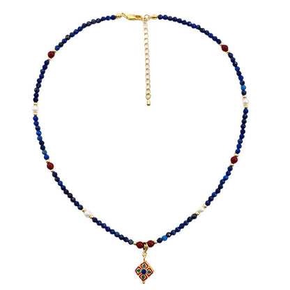 Buddha Stones Lazurite Pearl Positive Necklace Pendant