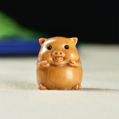 Buddha Stones Green Sandalwood Small Leaf Red Sandalwood Cute Pig Animals Positive Decoration
