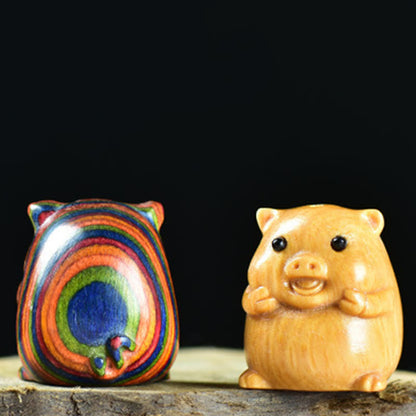 Buddha Stones Green Sandalwood Small Leaf Red Sandalwood Cute Pig Animals Positive Decoration