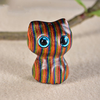 Buddha Stones Ebony Wood Small Leaf Red Sandalwood Cute Cat Animals Calm Decoration