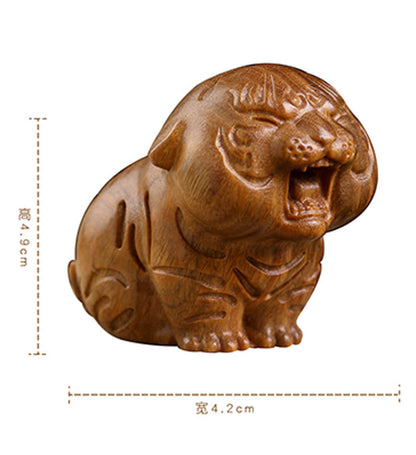 Buddha Stones Green Sandalwood Cute Tiger Animals Positive Decoration