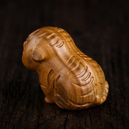 Buddha Stones Green Sandalwood Cute Tiger Animals Positive Decoration
