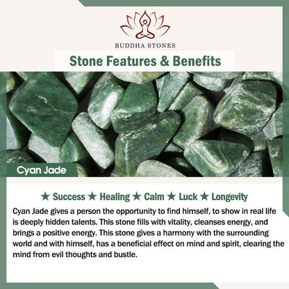 Buddha Stones Peace Buckle Auspicious Clouds Cyan Jade Necklace Luck Pendant