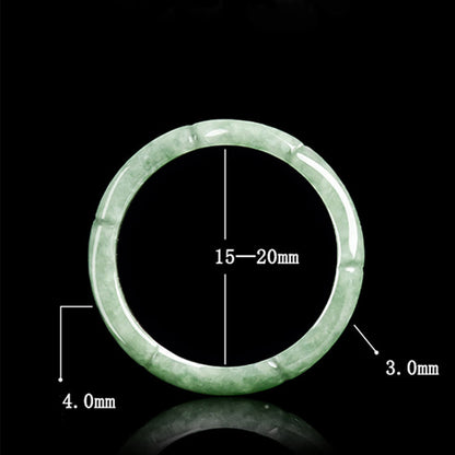 Buddha Stones Natural Bamboo Design Jade Abundance Ring