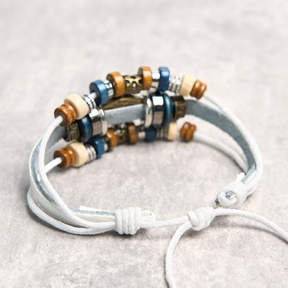 Buddha Stones Tibetan Evil Eye Leather Adjustable Protection Bracelet