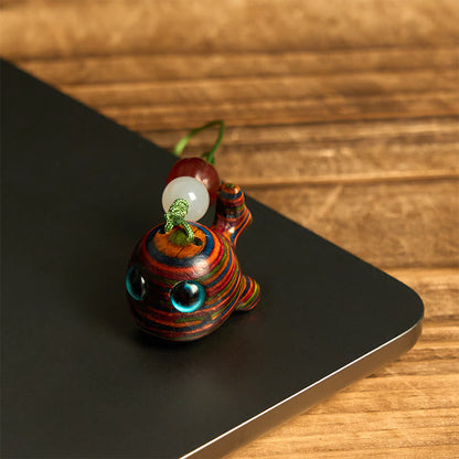 Buddha Stones Rainbow Eucalyptus Dolphin Carved Positive Key Chain Phone Hanging Decoration