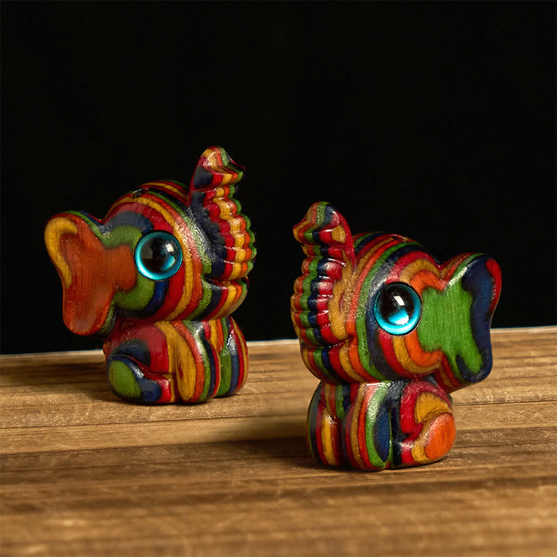 Buddha Stones "Hoping for Strength and Good Fortune" 2Pcs Mini Elephant Includes Gift Message Card