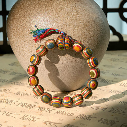 Buddha Stones Colorful Rainbow Eucalyptus Gourd Positive Bracelet