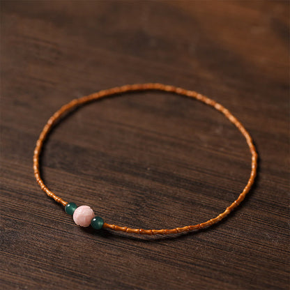 Buddha Stones Ultra-fine Olive Pit Lotus Inner Strength Double Circle Bracelet