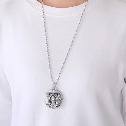 Buddha Stones Copper Buddha Devil Pattern Serenity Pendant Necklace