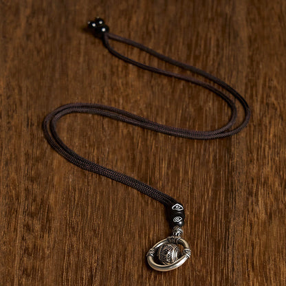 Buddha Stones Om Mani Padme Hum Copper Plated Silver Wealth Rotating Necklace Pendant