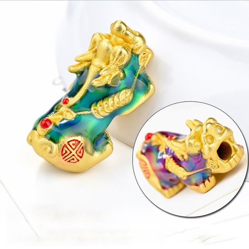 Buddha Stones Fengshui Copper Pixiu Rainbow Obsidian Beads Wealth Bracelet
