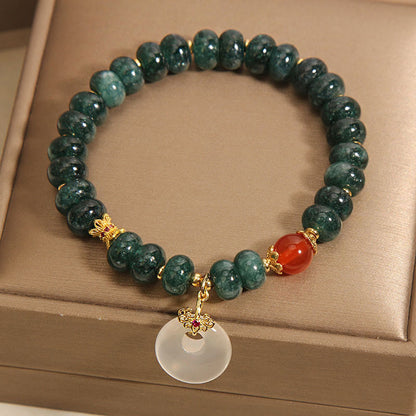 Buddha Stones Blue Jade Beads Peace Buckle Prosperity Bracelet