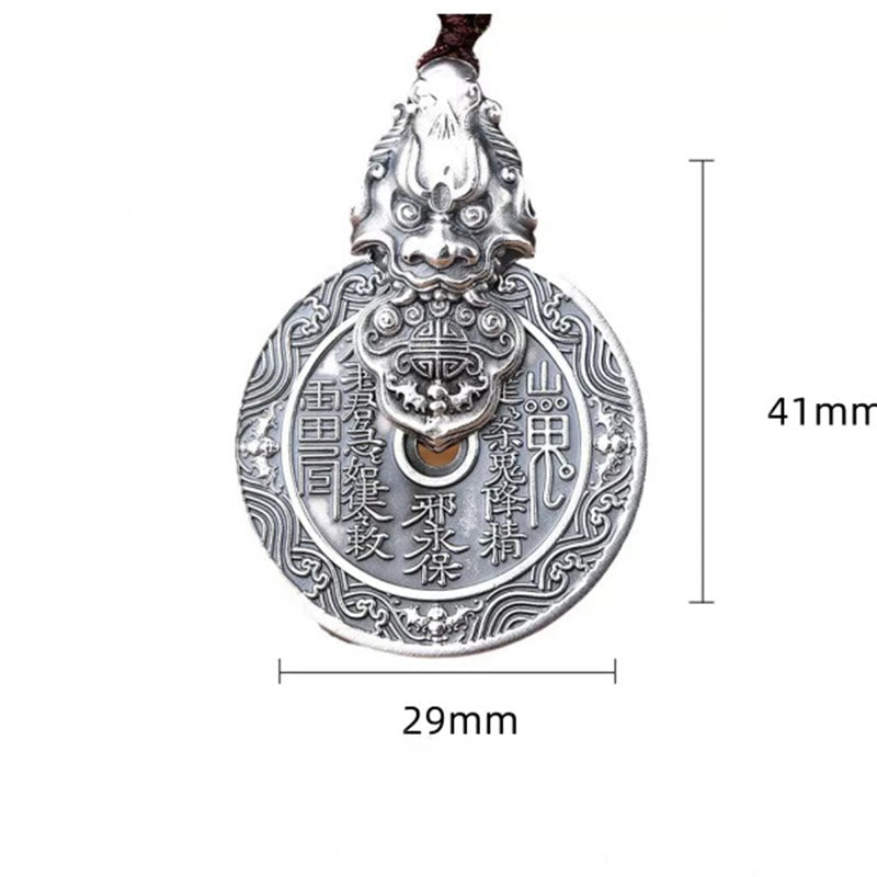 Buddha Stones Mountain Ghosts Spend Money Bagua Design Copper Pixiu Harmony Necklace Pendant
