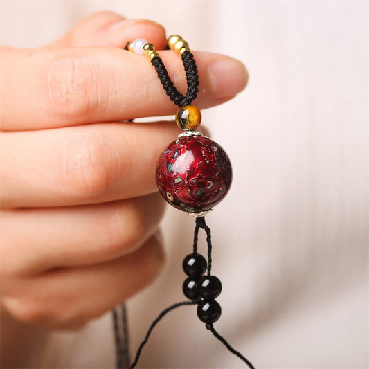 Buddha Stones Ebony Wood Venus Aurora Bead Lacquer Craft Peace Necklace Pendant