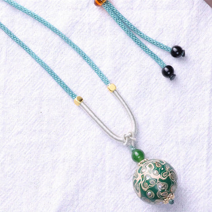 Buddha Stones Ebony Wood Colorful Lacquer Craft Bead Calm Necklace Pendant