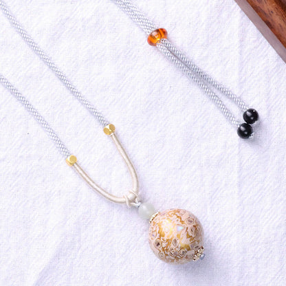 Buddha Stones Ebony Wood Colorful Lacquer Craft Bead Calm Necklace Pendant