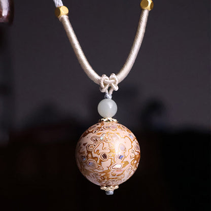 Buddha Stones Ebony Wood Colorful Lacquer Craft Bead Calm Necklace Pendant