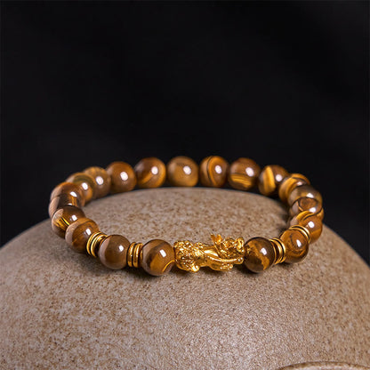 Buddha Stones Various Color Tiger Eye Beads Spacer Beads Pixiu Wealth Courage Bracelet