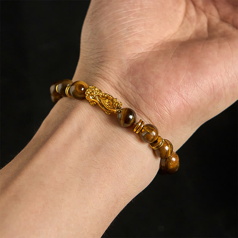 Buddha Stones Various Color Tiger Eye Beads Spacer Beads Pixiu Wealth Courage Bracelet