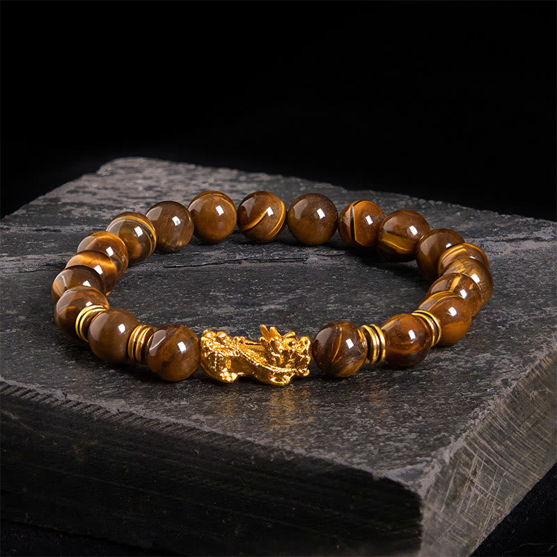 Buddha Stones Various Color Tiger Eye Beads Spacer Beads Pixiu Wealth Courage Bracelet