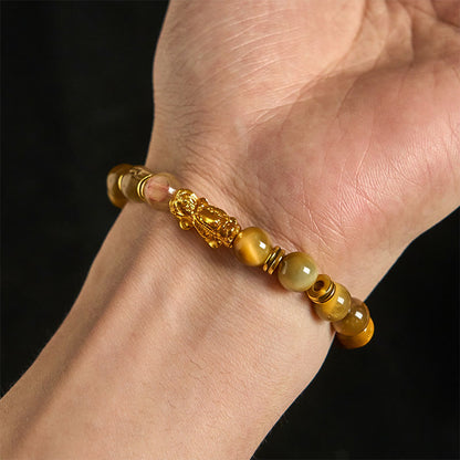 Buddha Stones Various Color Tiger Eye Beads Spacer Beads Pixiu Wealth Courage Bracelet