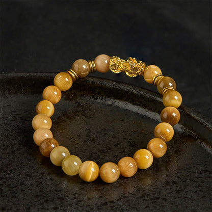Buddha Stones Various Color Tiger Eye Beads Spacer Beads Pixiu Wealth Courage Bracelet