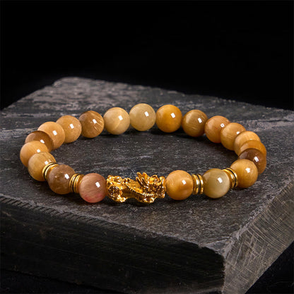 Buddha Stones Various Color Tiger Eye Beads Spacer Beads Pixiu Wealth Courage Bracelet