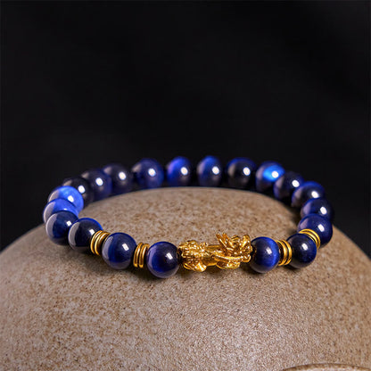 Buddha Stones "Sending Focus and Prosperity" Tiger Eye Pixiu Bracelet Includes Gift Message Card