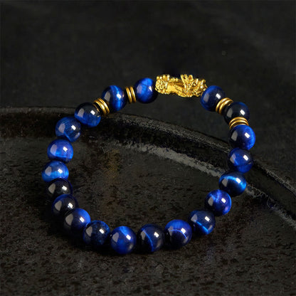 Buddha Stones "Sending Focus and Prosperity" Tiger Eye Pixiu Bracelet Includes Gift Message Card