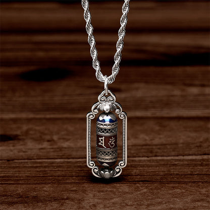 Buddha Stones Vintage Om Mani Padme Hum Prayer Wheel Copper Luck Pendant