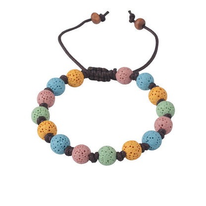 Buddha Stones Colorful Lava Rock Support Bracelet