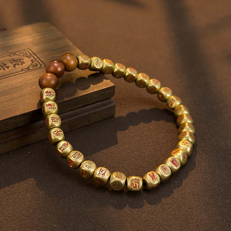 Buddha Stones Copper Brass Lightning Struck Jujube Wood Beads Wealth Bracelet