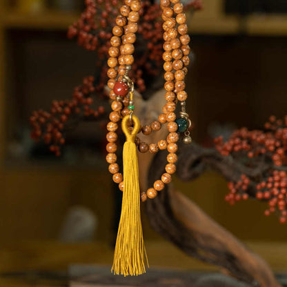 Buddha Stones 108 Mala Beads Bodhi Seed Wisdom Peace Tassel Bracelet
