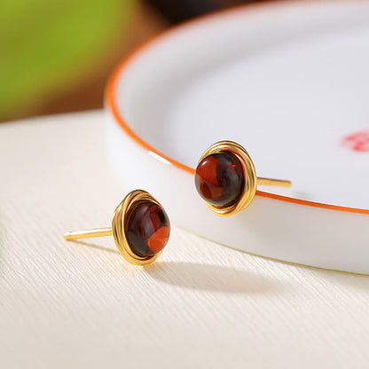 Buddha Stones 925 Sterling Silver Hetian Jade Agate Amber Luck Earrings