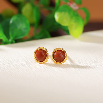 Buddha Stones 925 Sterling Silver Hetian Jade Agate Amber Luck Earrings