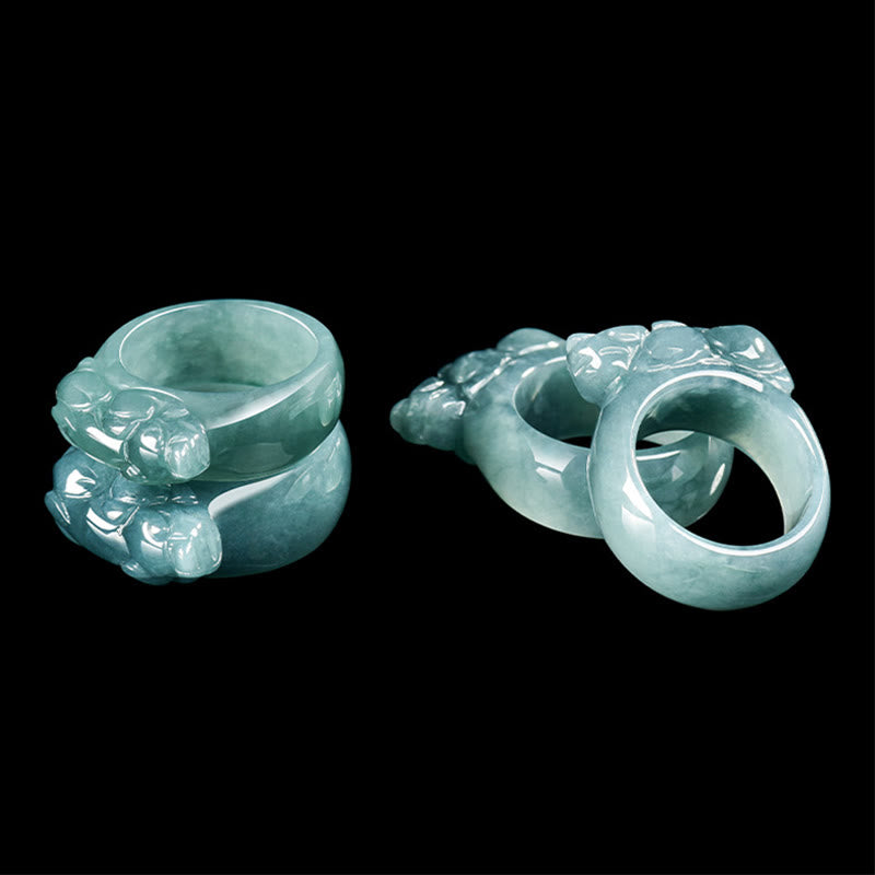 Buddha Stones Fengshui Wealth Prosperity Jade PiXiu Luck Ring