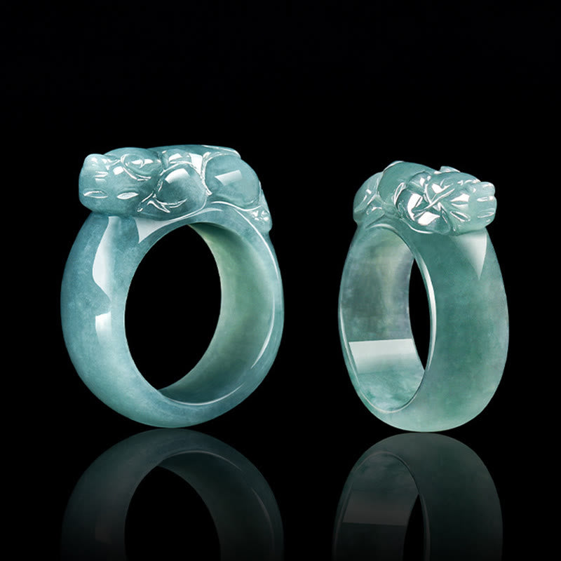 Buddha Stones Fengshui Wealth Prosperity Jade PiXiu Luck Ring