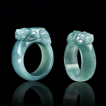 Buddha Stones Fengshui Wealth Prosperity Jade PiXiu Luck Ring