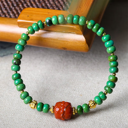 Buddha Stones Tibetan Turquoise Beads South Red Agate Lotus Balance Bracelet