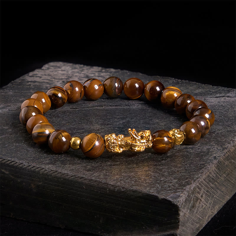 Buddha Stones Various Color Tiger Eye Beads Pixiu Wealth Courage Bracelet