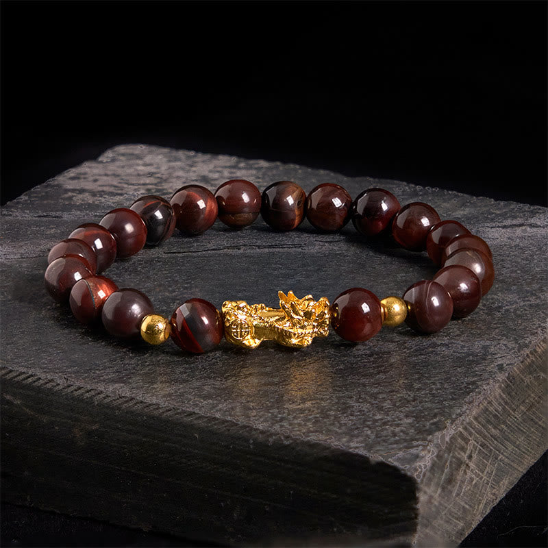 Buddha Stones Various Color Tiger Eye Beads Pixiu Wealth Courage Bracelet