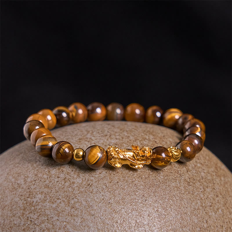 Buddha Stones Various Color Tiger Eye Beads Pixiu Wealth Courage Bracelet