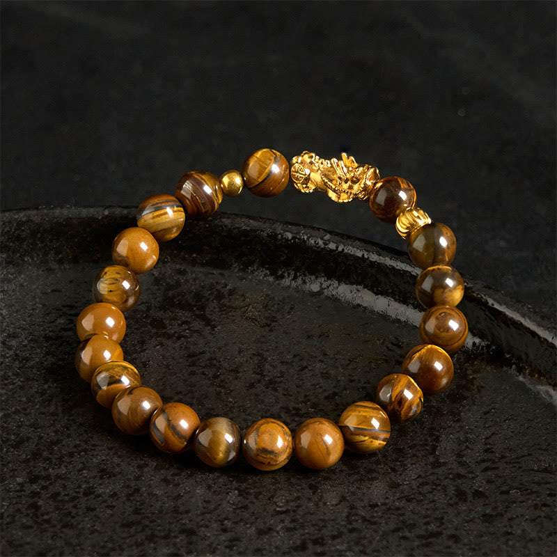 Buddha Stones Various Color Tiger Eye Beads Pixiu Wealth Courage Bracelet