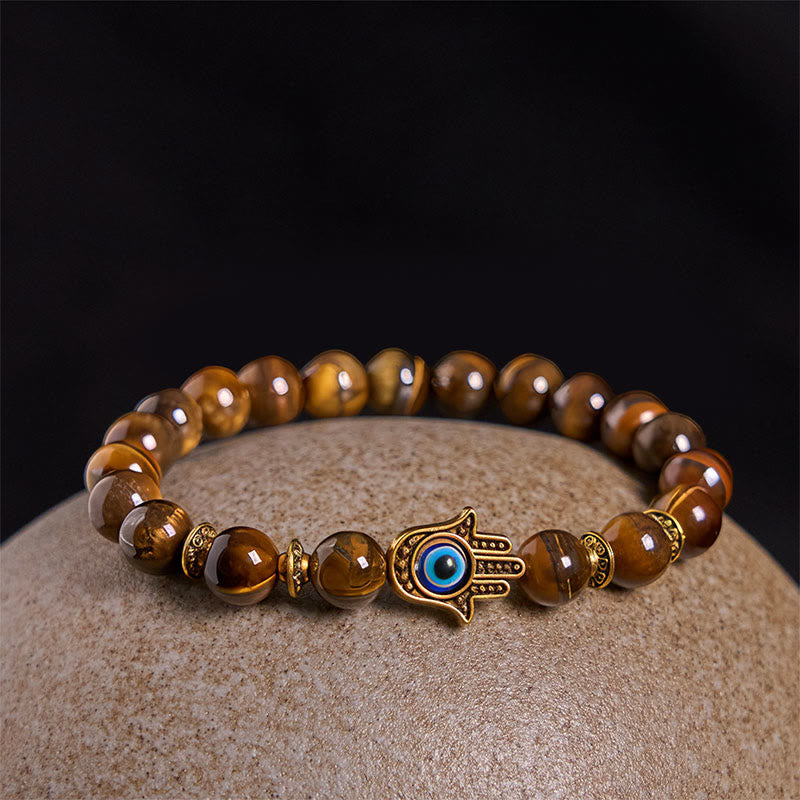 Buddha Stones "Wishing Courage and Protection" Tiger Eye Bracelet Includes Gift Message Card